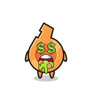 whistle character with an expression of crazy about money vector