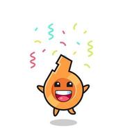 happy whistle mascot jumping for congratulation with colour confetti vector