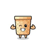 el musculoso personaje del cono de galleta posa mostrando sus músculos vector