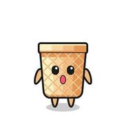 the amazed expression of the waffle cone cartoon vector