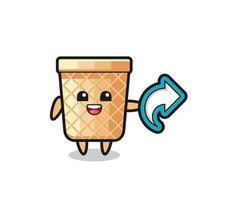 cute waffle cone hold social media share symbol vector