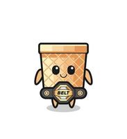 the MMA fighter waffle cone mascot with a belt vector