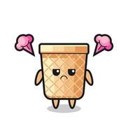 annoyed expression of the cute waffle cone cartoon character vector