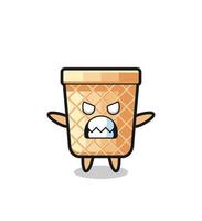 wrathful expression of the waffle cone mascot character vector