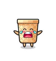 the illustration of crying waffle cone cute baby vector