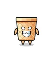 evil expression of the waffle cone cute mascot character vector