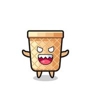 illustration of evil waffle cone mascot character vector