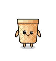 waffle cone cartoon with an arrogant expression vector
