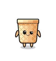 waffle cone cartoon with an arrogant expression vector