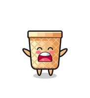 cute waffle cone mascot with a yawn expression vector