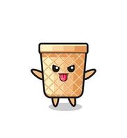 naughty waffle cone character in mocking pose vector