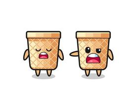 illustration of the argue between two cute waffle cone characters vector