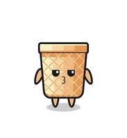 the bored expression of cute waffle cone characters vector