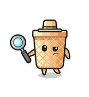 waffle cone detective character is analyzing a case vector