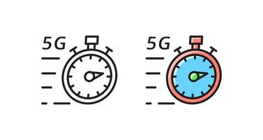 5G technology high speed icon. Vector infographic. Editable strokes.