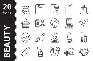 iconos de línea de spa y belleza. símbolos aislados simples. vector