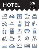 conjunto de iconos de hoteles. colección de símbolos de estilo de línea fina. diseño de signos vectoriales. vector