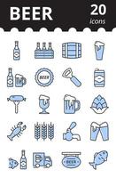 Beer Related Icons Set. Collection vector linear symbols in color.