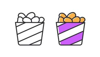 Nuggets in a bucket icon. Line symbol of fast food for web design. Simple outline pictogram. vector