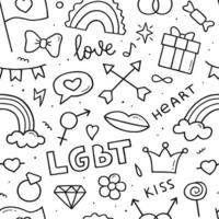 LGBT doodle seamless pattern. Hand drawn sketch. Vector abstract illustration.