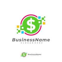 plantilla de vector de logotipo de píxeles de dinero, conceptos de diseño de logotipo de dinero creativo