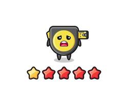 the illustration of customer bad rating, tape measure cute character with 1 star vector