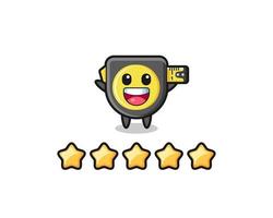 the illustration of customer best rating, tape measure cute character with 5 stars vector