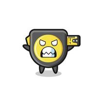wrathful expression of the tape measure mascot character vector