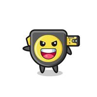 tape measure cartoon with very excited pose vector