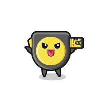 naughty tape measure character in mocking pose vector