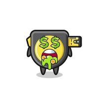 tape measure character with an expression of crazy about money vector