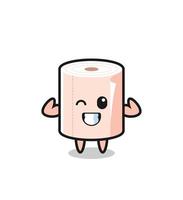 the muscular tissue roll character is posing showing his muscles vector