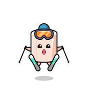 tissue roll mascot character as a ski player vector