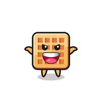 the illustration of cute waffle doing scare gesture vector