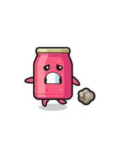 illustration of the strawberry jam running in fear vector