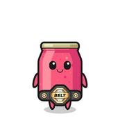 the MMA fighter strawberry jam mascot with a belt vector