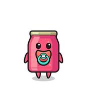 baby strawberry jam cartoon character with pacifier vector