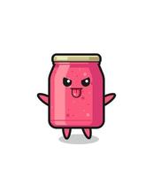 naughty strawberry jam character in mocking pose vector