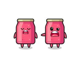 illustration of the argue between two cute strawberry jam characters vector