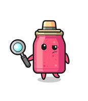 strawberry jam detective character is analyzing a case vector