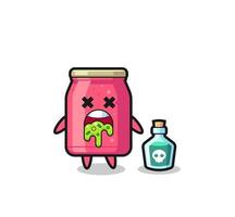 illustration of an strawberry jam character vomiting due to poisoning vector