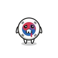 injured south korea flag character with a bruised face vector