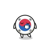 south korea flag cartoon illustration with a shy expression vector