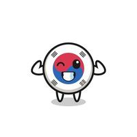 the muscular south korea flag character is posing showing his muscles vector