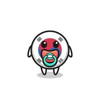 baby south korea flag cartoon character with pacifier vector