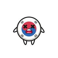 the dead south korea flag mascot character vector