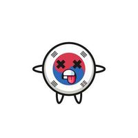 personaje de la linda bandera de corea del sur con pose muerta vector