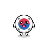 disappointed expression of the south korea flag cartoon vector