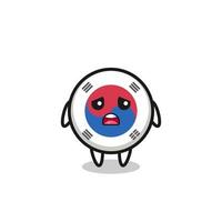 disappointed expression of the south korea flag cartoon vector