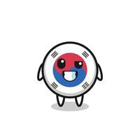 linda mascota de la bandera de corea del sur con una cara optimista vector